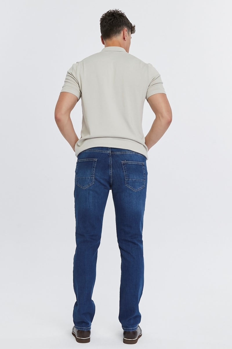 Men's High Waist Pile Cuffed Jeans Regular Fit Jean C336