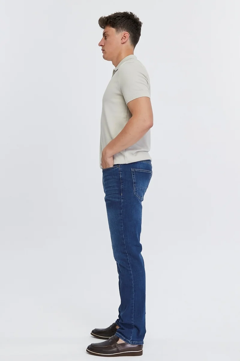 Cedy Denim Men's High Waist Pile Cuffed Jeans Regular Fit Jean C336