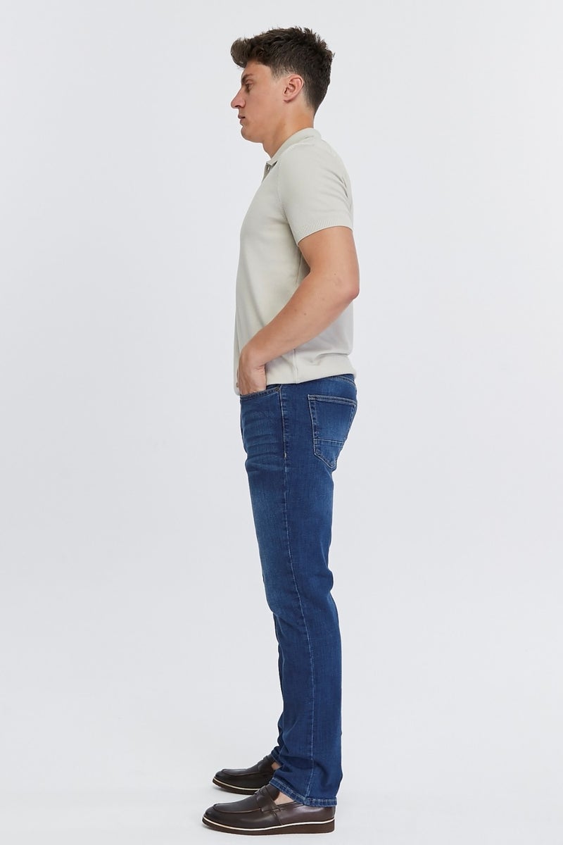 Men's High Waist Pile Cuffed Jeans Regular Fit Jean C336