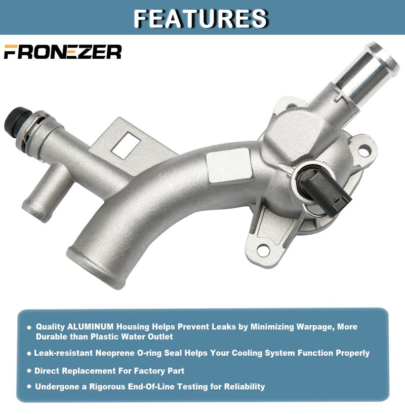 FRONEZER Aluminum Engine Coolant Housing Water Outlet Kit with Inlet Hose and Oil Cooler Hose Compatible with 2011-2021 Chevy Cruze Sonic Trax, Buick Encore 1.4L Replaces 25193922, 902-846, 13251447, 55596898 - Image 2