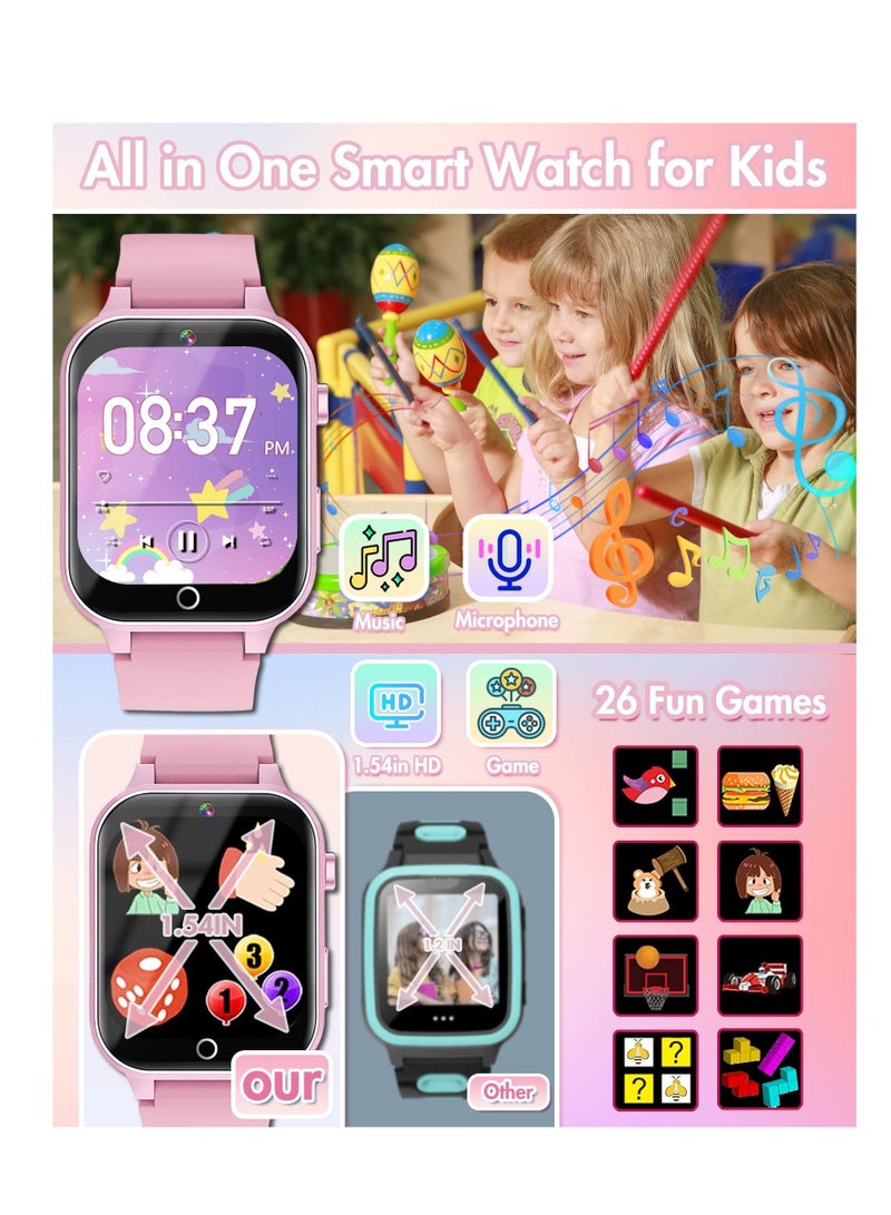 ساعة ذكية للأطفال لعمر ألعاب الفتيات ، ساعة أطفال للبنات والأولاد من 4 إلى 12 عامًا مع مشغل موسيقى كاميرا فيديو 26 لعبة - Image 5