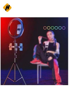 HuHa Selfie Ring Light 8/1013/14/18 Inch LED Dimmable RGB Selfie Ring Light Colorful Makeup Light with Tripod Stand for Makeup Live Stream Selfie Led Ring Light (Size : 13 inch)  - Image 3