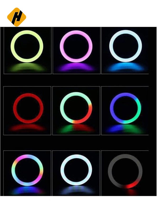 HuHa - Selfie Ring Light 8/1013/14/18 Inch LED Dimmable RGB Selfie Ring Light Colorful Makeup Light with Tripod Stand for Makeup Live Stream Selfie Led Ring Light (Size : 13 inch) - Image 1