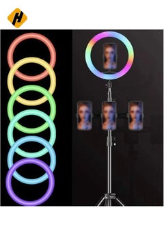 HuHa Selfie Ring Light 8/1013/14/18 Inch LED Dimmable RGB Selfie Ring Light Colorful Makeup Light with Tripod Stand for Makeup Live Stream Selfie Led Ring Light (Size : 13 inch)  - Image 1