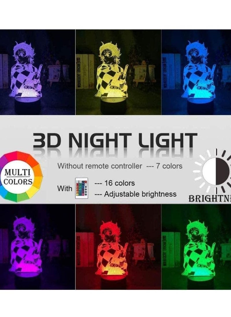 althiqahkey - 3D Anime Lamp Led Night Light Demon Slayer Kimetsu No Yaiba Tanjiro Kamado Figure for Child Bedroom Decor Nightlight Kids 16 Colors - Image 1