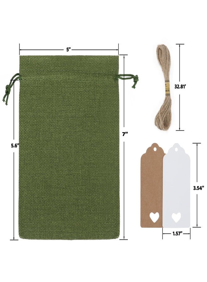 Tapleap Green Burlap Bags with Drawstring, 5x7 Burlap Favor Sack (Lot of 30) for Wrapping Summer Holiday Favors or Gifts, Birthday, Wedding, Party or Household Use - Image 2