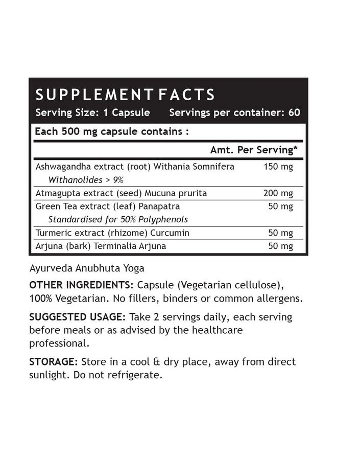 Inlife مكمل صحي INLIFE للعناية بالأعصاب - أشواغاندا، شاي أخضر، كركم (كركمين)، أرجونا، مستخلصات أتماغوبتا 500 ملغ - 60 كبسولة نباتية (عبوة من 1، 60) - Image 2