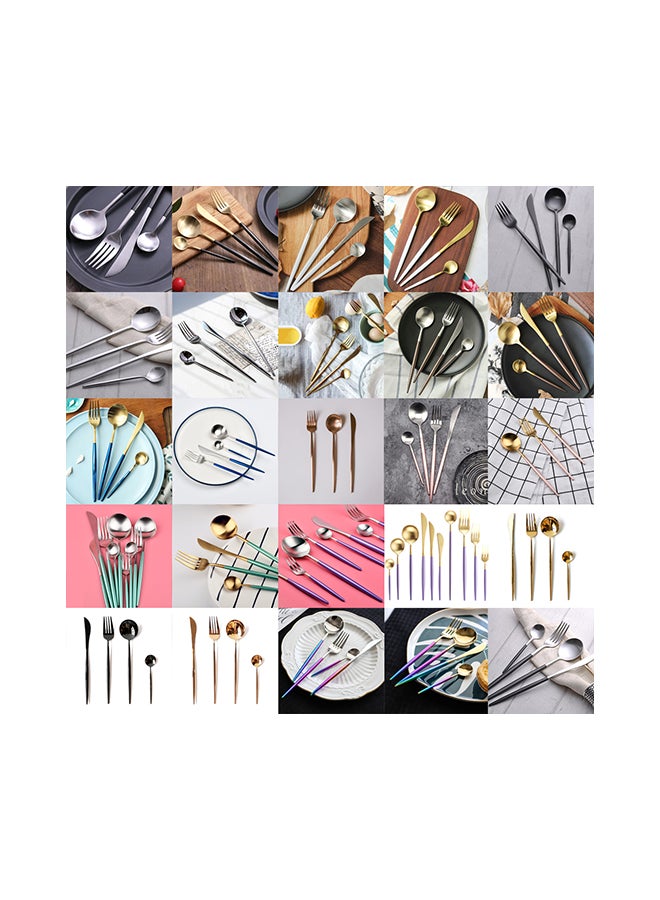 4-Piece Dinner Flatware Cutlery Set Silver/Black - Image 5