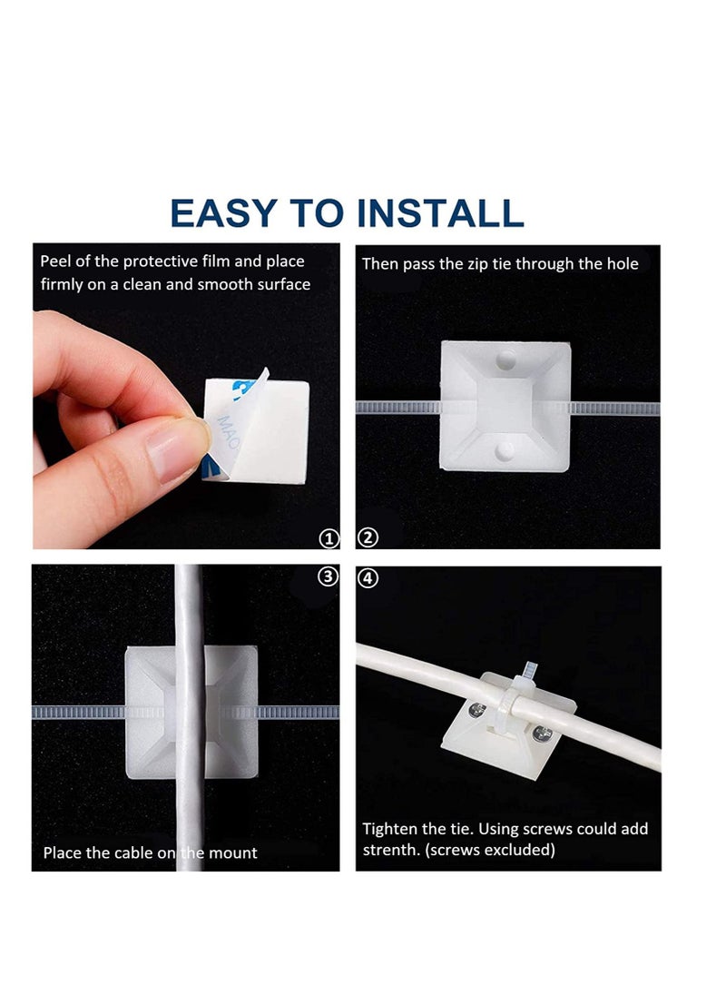 Y&D Cable Tie Mount, Zip Adhesive Backed Mounts stick on wire holder, Screw Hole Anchor Wire Base Holders, Clips Holder with Management Set  - Image 3