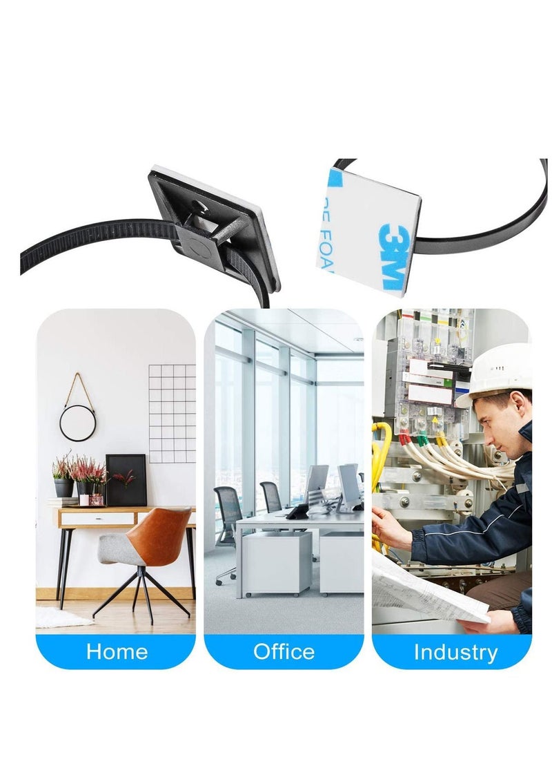 Y&D Cable Tie Mount, Zip Adhesive Backed Mounts stick on wire holder, Screw Hole Anchor Wire Base Holders, Clips Holder with Management Set  - Image 2