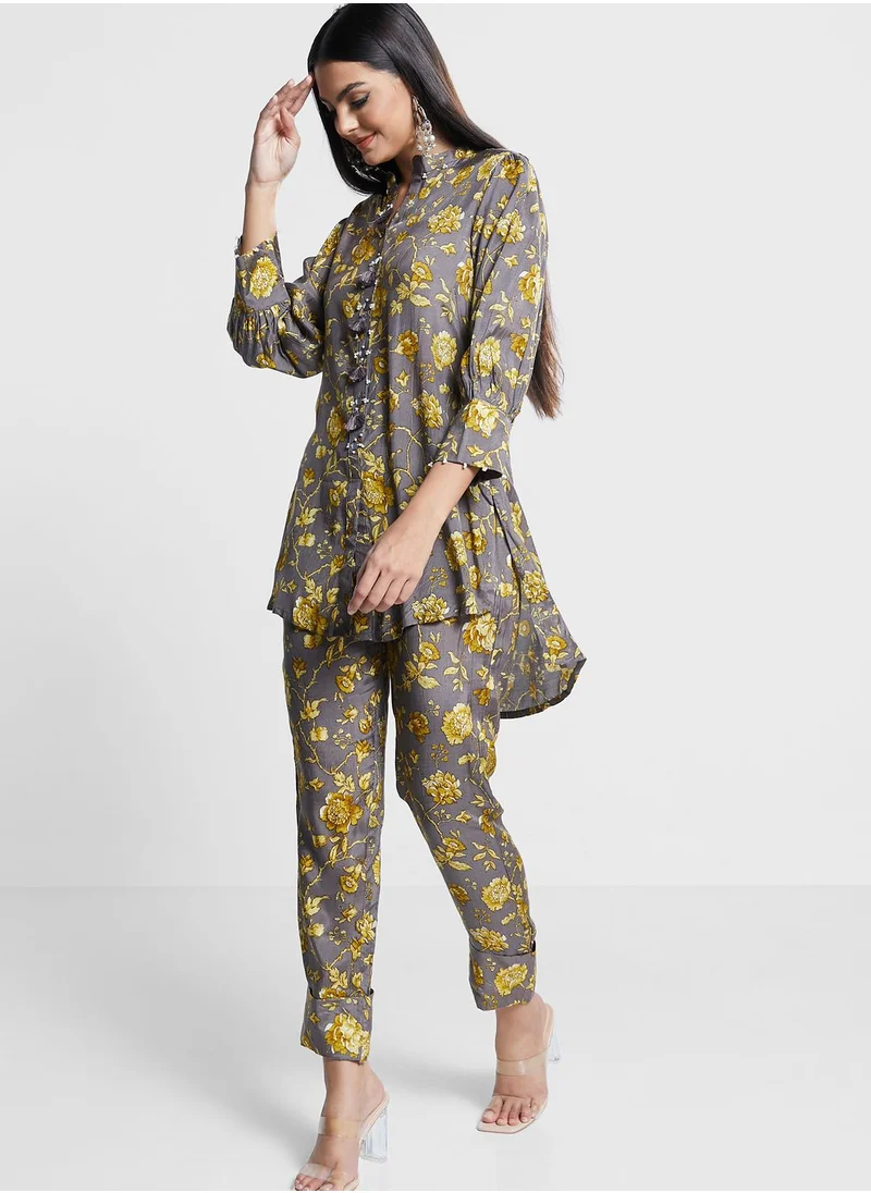 indya Floral Print Kurti & Pants Set