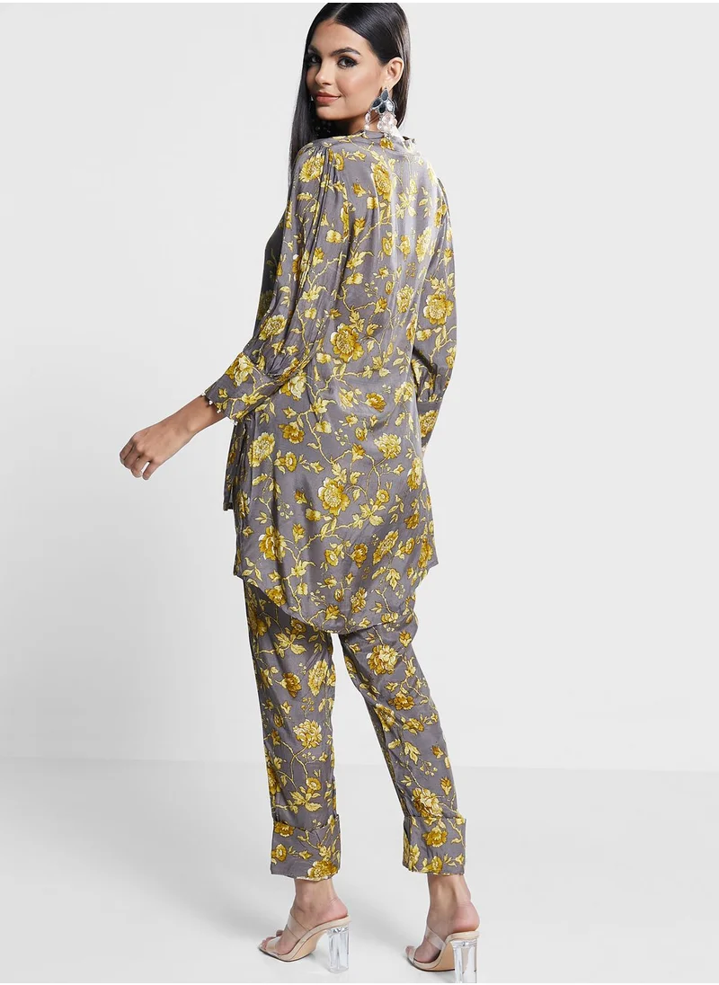 indya Floral Print Kurti & Pants Set