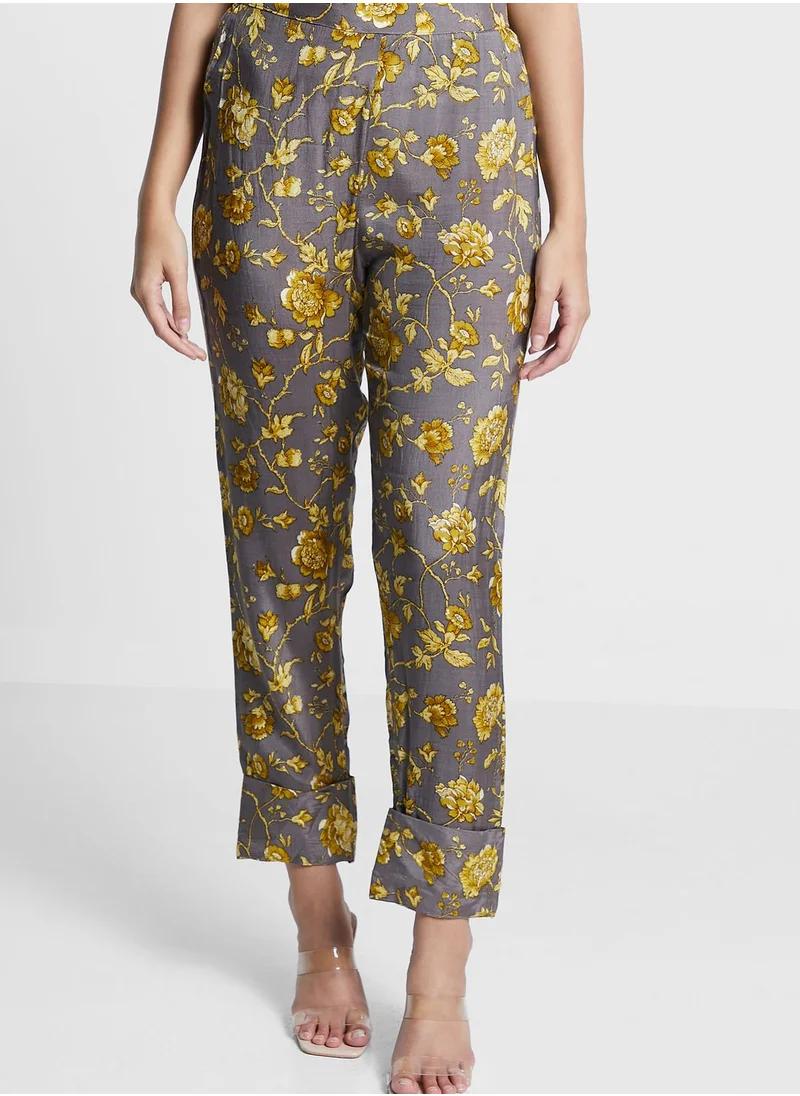 indya Floral Print Kurti & Pants Set