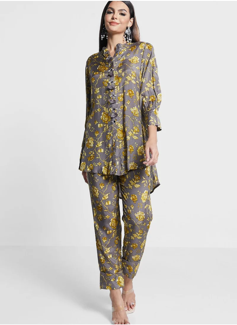 indya Floral Print Kurti & Pants Set