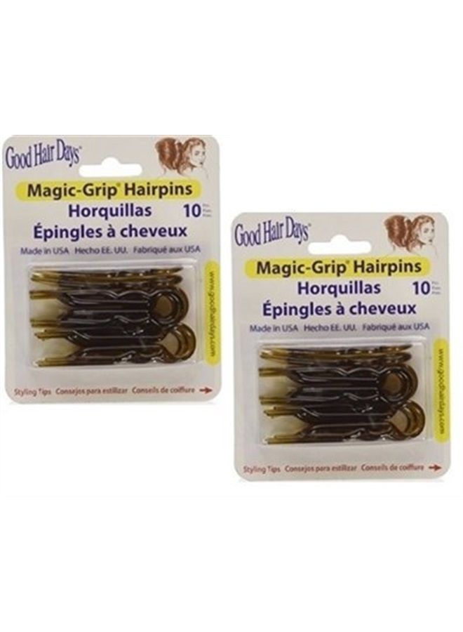 Good Hair Days Hair Pins - Plastic, U-shaped Magic Grip Hairpins, Strong Durable Pins For Fine, Thick & Long Hair, Hair Styling Accessories, Set of 20 (Tortoise Shell) - Image 1