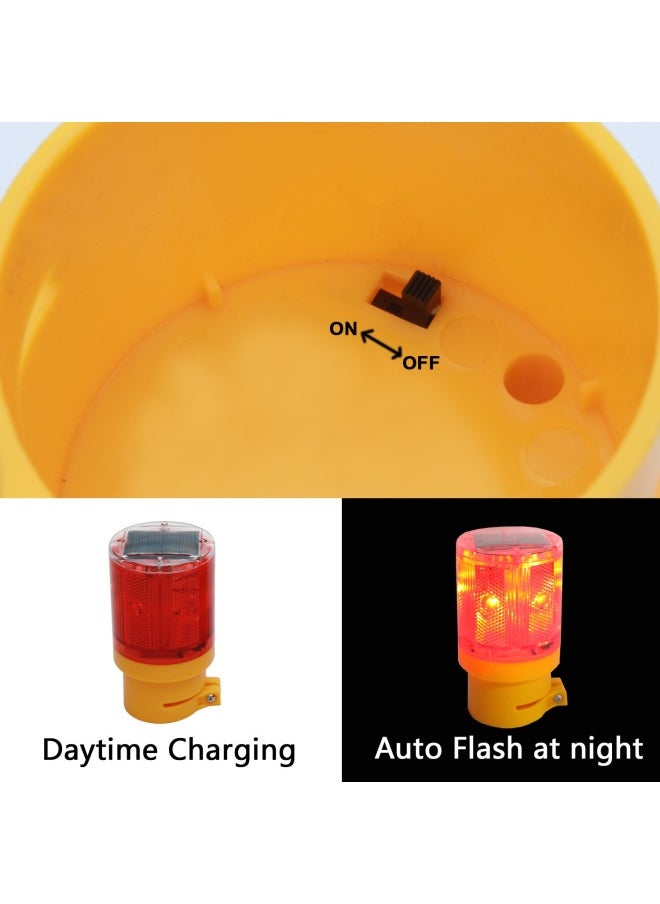 Qooltek Solar Powered LED Strobe Warning Light Garden Lamp Flashing Barricade Safety Sign Road Construction Signs Flash Traffic Lights Flicker Beacon Lamps  Red