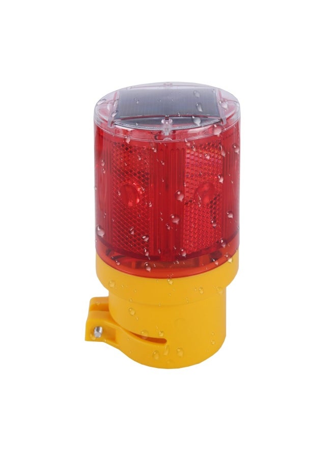 Qooltek Solar Powered LED Strobe Warning Light Garden Lamp Flashing Barricade Safety Sign Road Construction Signs Flash Traffic Lights Flicker Beacon Lamps  Red