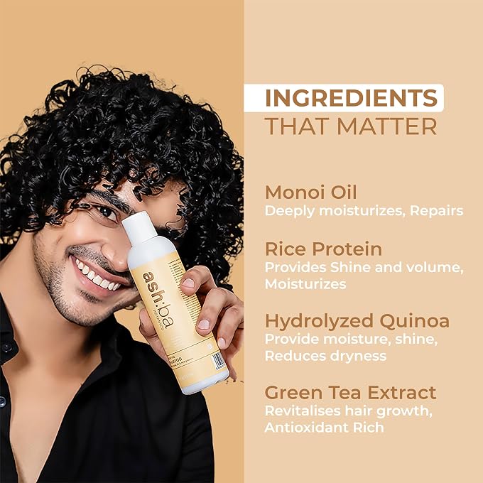 Ashba Botanics Hydrating Shampoo for curly & wavy hair (237 ML) | Softly Cleanses, Removes Buildup with Monoi Oil & Rice Protein | For Men & Women | Paraben, Sulfates, EDTA Free | Premium Ingredients - Image 3