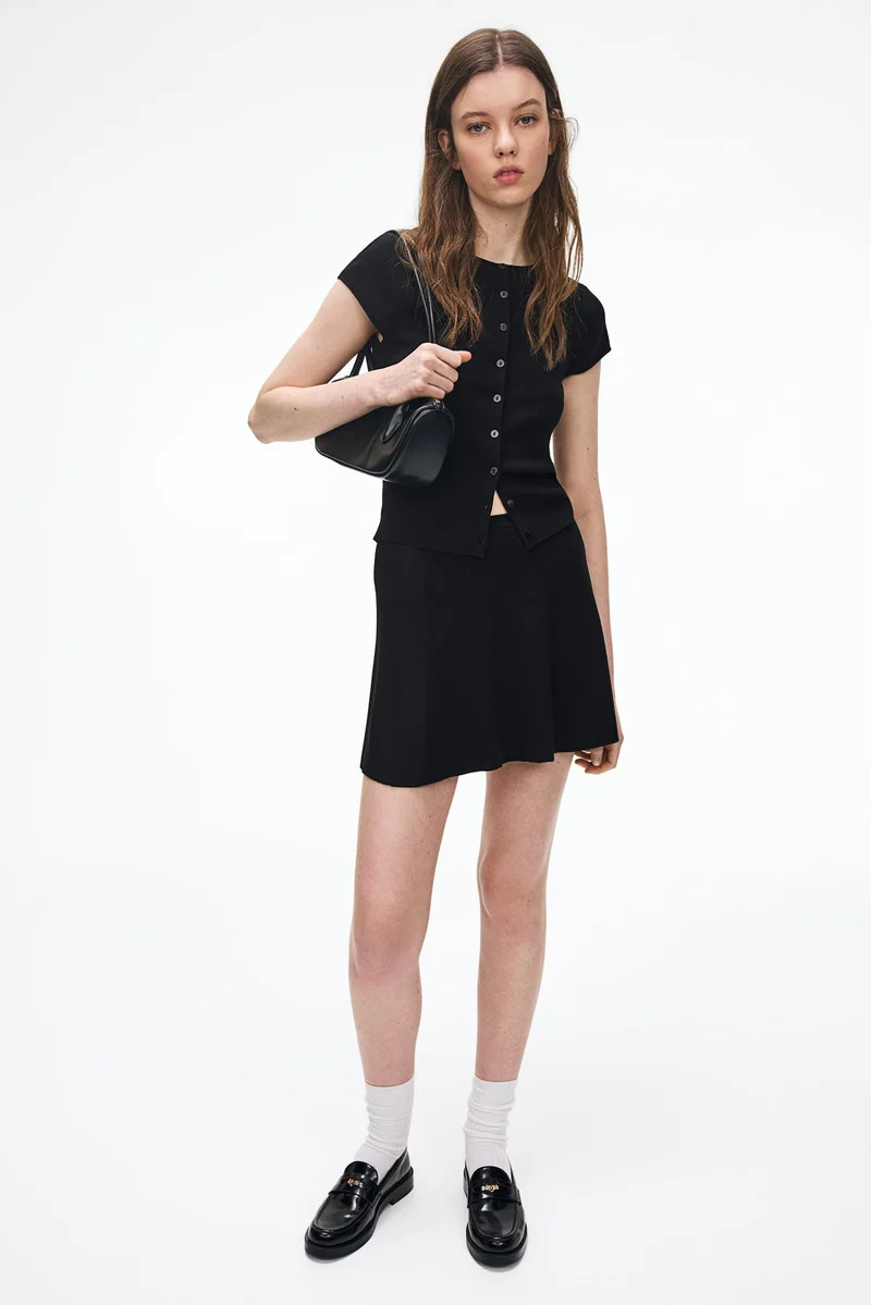 H&M Flared fine-knit skirt