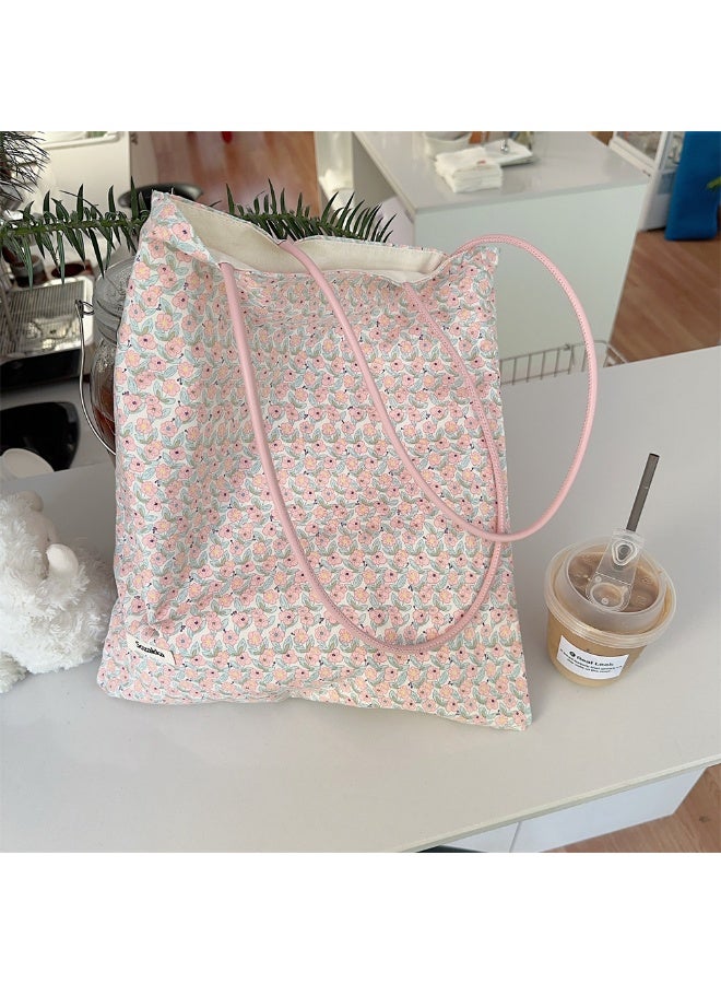Floral Canvas Student Vintage Large Capacity Play Holiday Tote Shoulder Bag  - Image 1