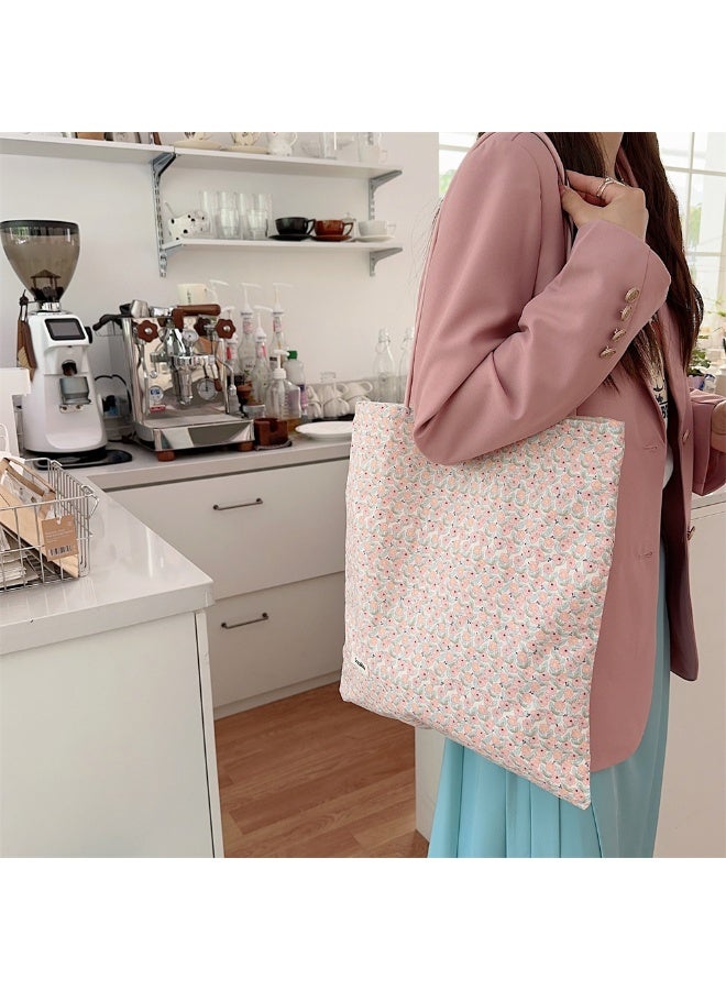 Floral Canvas Student Vintage Large Capacity Play Holiday Tote Shoulder Bag  - Image 2