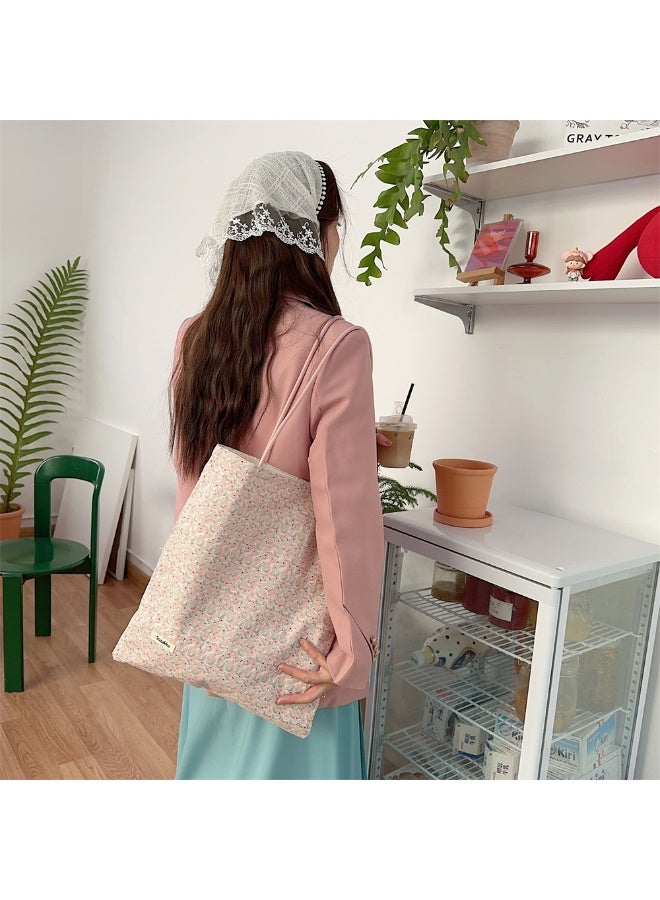 Floral Canvas Student Vintage Large Capacity Play Holiday Tote Shoulder Bag  - Image 3