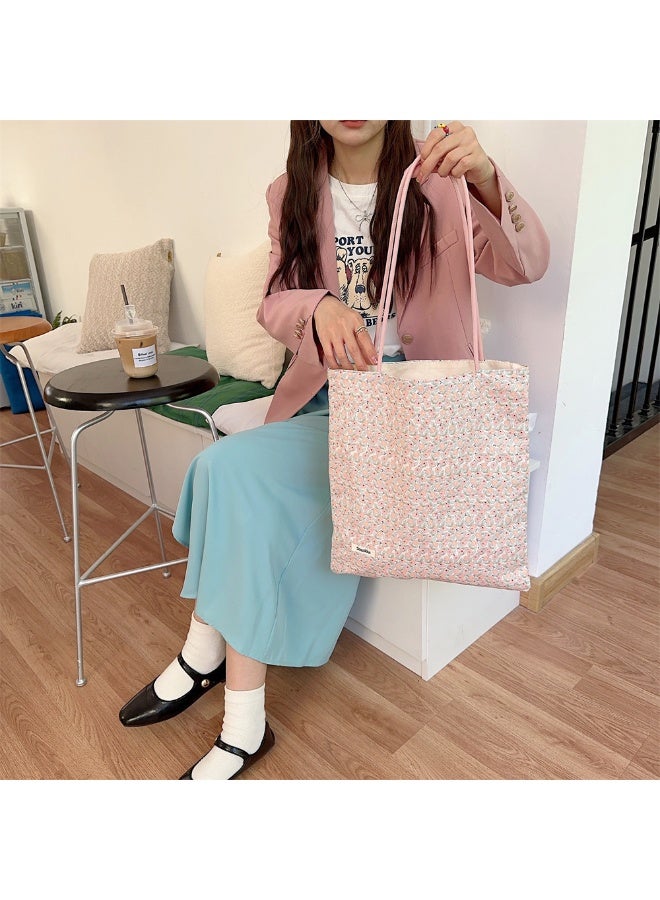 Floral Canvas Student Vintage Large Capacity Play Holiday Tote Shoulder Bag  - Image 4