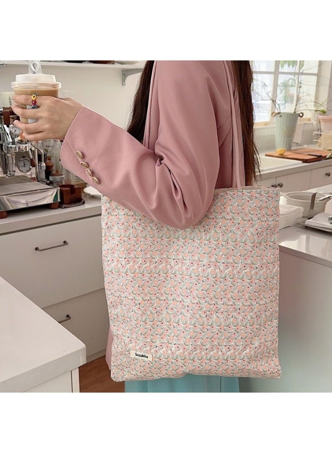 Floral Canvas Student Vintage Large Capacity Play Holiday Tote Shoulder Bag  - Image 5