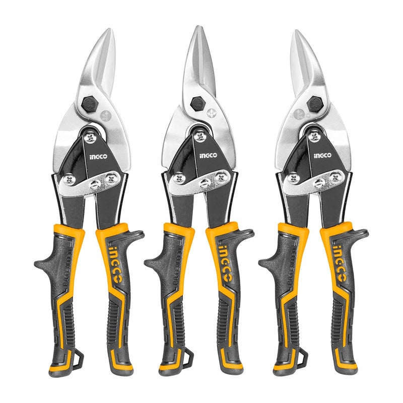 INGCO Aviation Snip Set Left Right Straight Cut Snips for Sheet Metal Cutting Pliers Nippers Snip with Comfortable Grips HTSNK0110 - Image 1