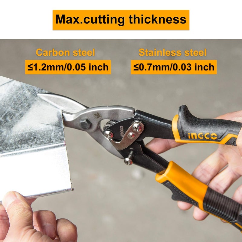 INGCO Aviation Snip Set Left Right Straight Cut Snips for Sheet Metal Cutting Pliers Nippers Snip with Comfortable Grips HTSNK0110 - Image 2