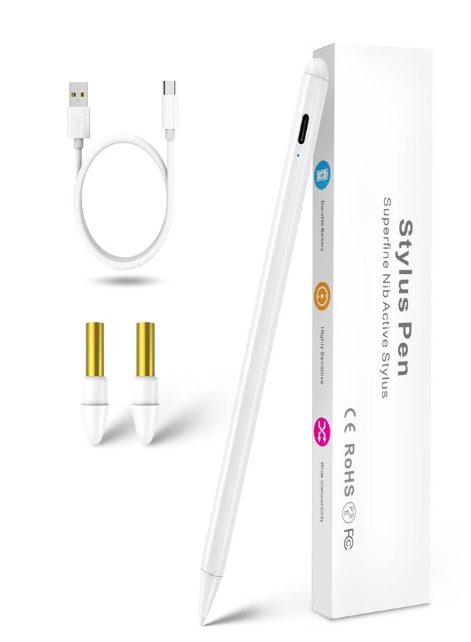 Bbata iPad Air 5th Generation Pencil Apple iPad Pen 9th Generation with Palm Rejection Active Stylus Pen for iPad Air 5th/4th,iPad Pro 12.9/11 Inch,iPad 10th/9th/8th/7th/6th,iPad mini 6 Pencil White - Image 1