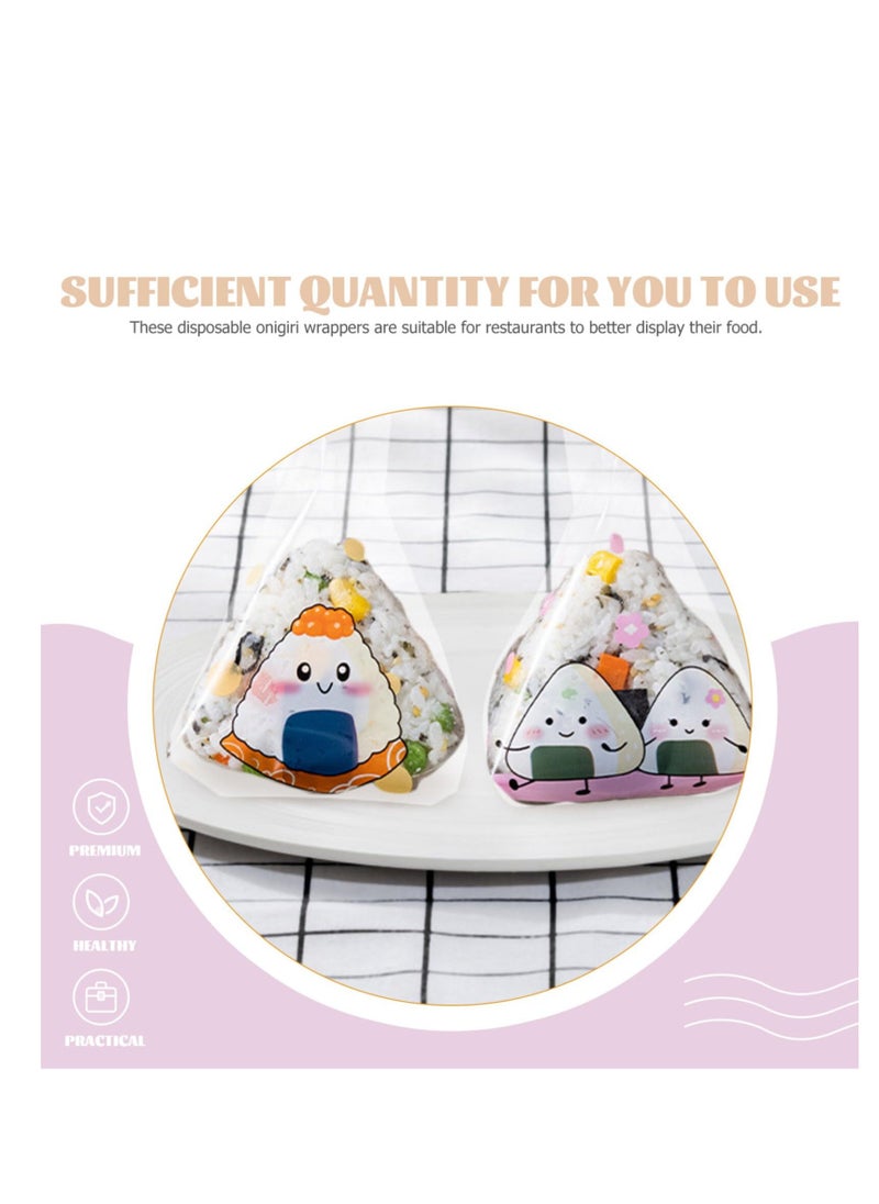 150 Pcs Disposable Triangle Rice Ball Takeout Bags, Cellophane Treat Bags for Pastries, Onigiri Wrappers, Bulk Crafting Supplies, Random Styles for Easy Serving and Carrying. - Image 3