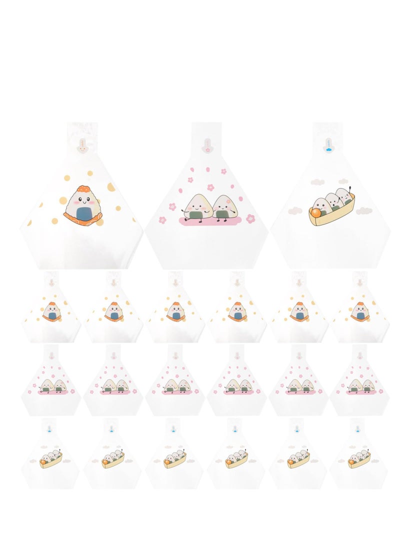 150 Pcs Disposable Triangle Rice Ball Takeout Bags, Cellophane Treat Bags for Pastries, Onigiri Wrappers, Bulk Crafting Supplies, Random Styles for Easy Serving and Carrying. - Image 1