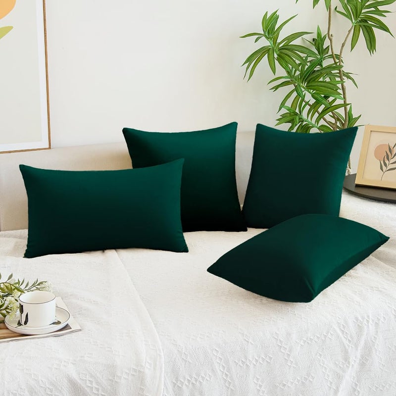 QUORGVES Dark Green Throw Pillows Emerald Green Pillow Covers 16x16 Inch Pack of 2 for Couch Living Room Bed Bedroom Soft Velvet Square Forest Hunter Christmas Green Pillow Cover 16 x 16 Set of 2