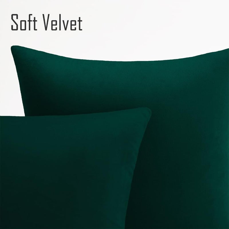 QUORGVES Dark Green Throw Pillows Emerald Green Pillow Covers 16x16 Inch Pack of 2 for Couch Living Room Bed Bedroom Soft Velvet Square Forest Hunter Christmas Green Pillow Cover 16 x 16 Set of 2