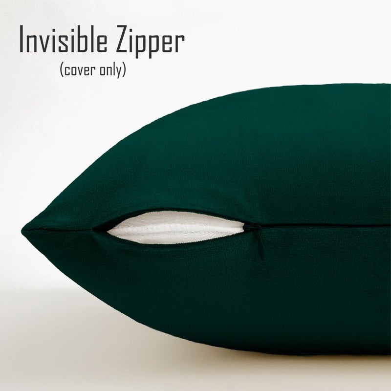 QUORGVES Dark Green Throw Pillows Emerald Green Pillow Covers 16x16 Inch Pack of 2 for Couch Living Room Bed Bedroom Soft Velvet Square Forest Hunter Christmas Green Pillow Cover 16 x 16 Set of 2
