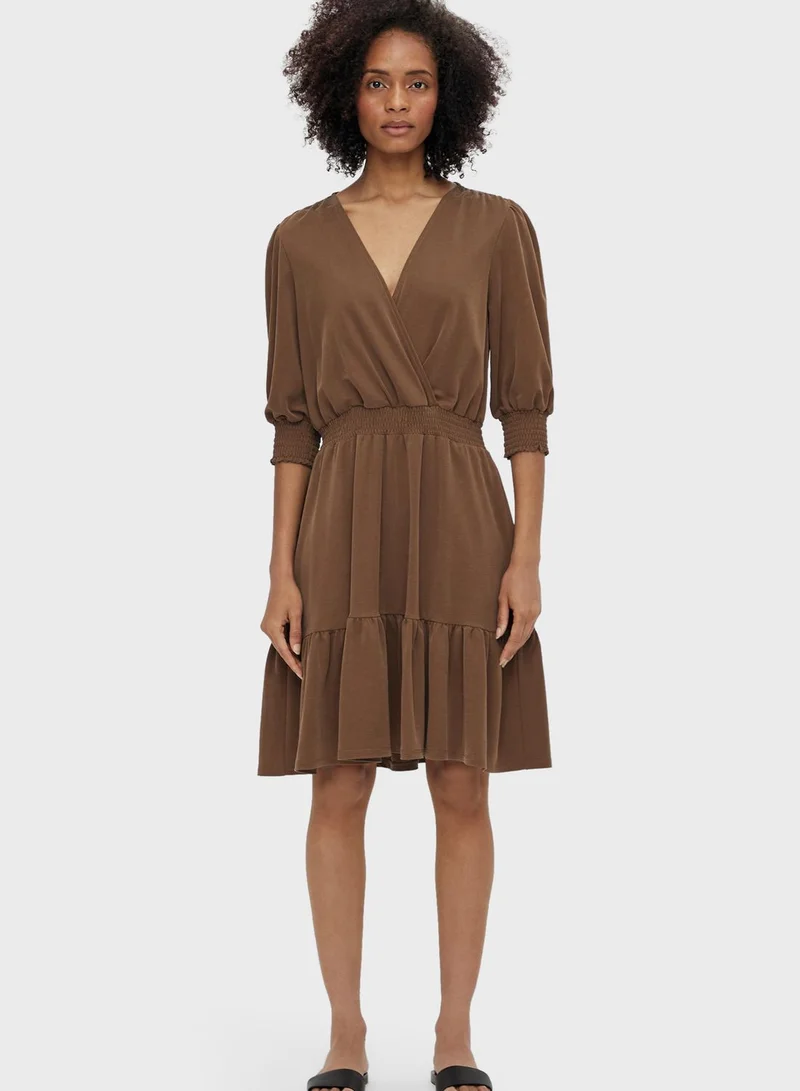 Object Ruffle Hem Surplice Dress