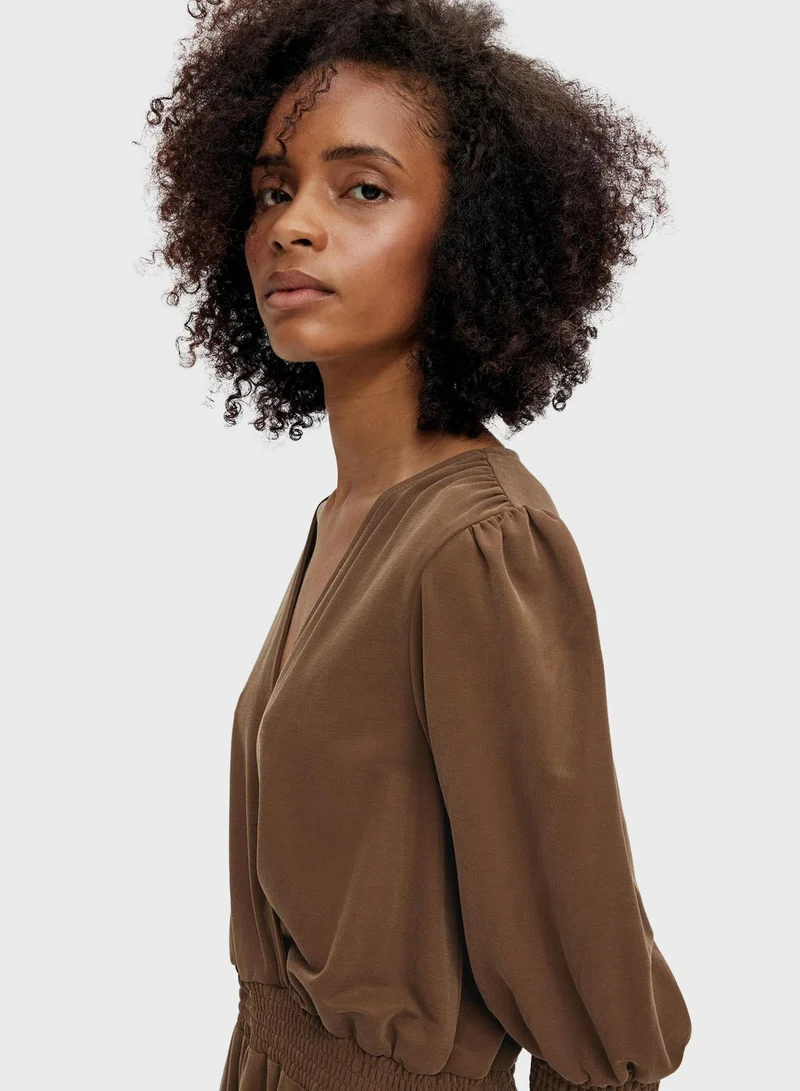 Object Ruffle Hem Surplice Dress