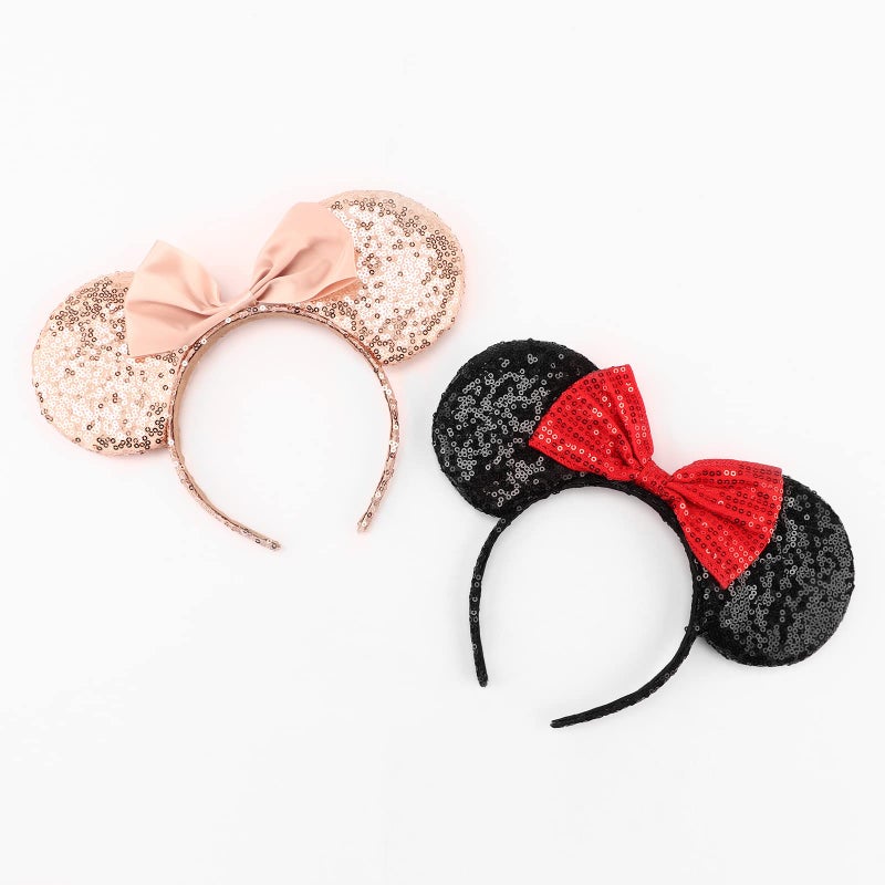 DRESHOW Mouse Ears Bow Headbands Glitter Party Decoration Cosplay Costume for Women - Image 5