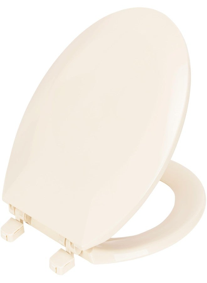 PREMIUS Plastic Beveled Toilet Seat By PREMIUS, Standard Round, 17 Inches, Easy Installation, Plastic Hinges, Comfortable Quick Close & Easy Cleaning, Fade Resistant (Beige) - Image 1