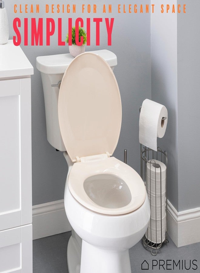 PREMIUS Plastic Beveled Toilet Seat By PREMIUS, Standard Round, 17 Inches, Easy Installation, Plastic Hinges, Comfortable Quick Close & Easy Cleaning, Fade Resistant (Beige) - Image 4