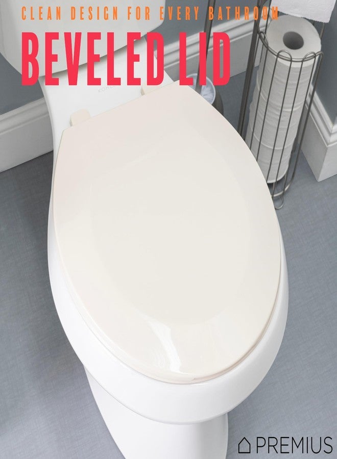 PREMIUS Plastic Beveled Toilet Seat By PREMIUS, Standard Round, 17 Inches, Easy Installation, Plastic Hinges, Comfortable Quick Close & Easy Cleaning, Fade Resistant (Beige) - Image 3