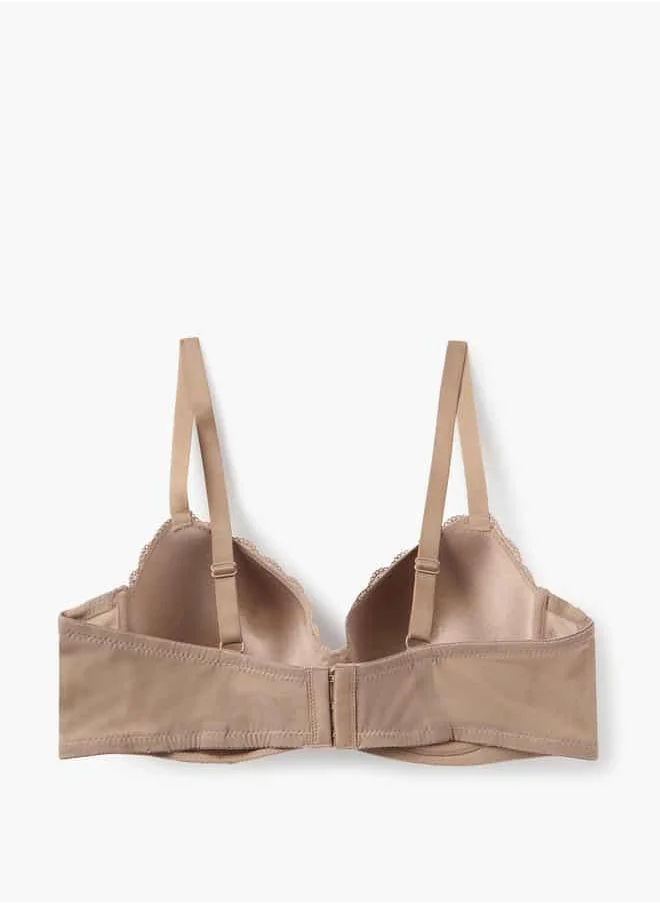 فاف Lace Detail Bra with Hook and Eye Closure