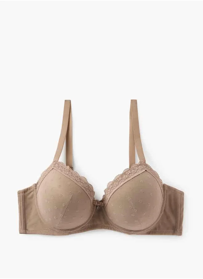 فاف Lace Detail Bra with Hook and Eye Closure