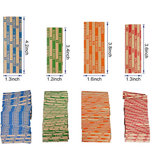 L LIKED Coin Roll Wrappers, 100 Count, Assorted Denominations for Pennies, Nickels, Dimes and Quarters - Image 4