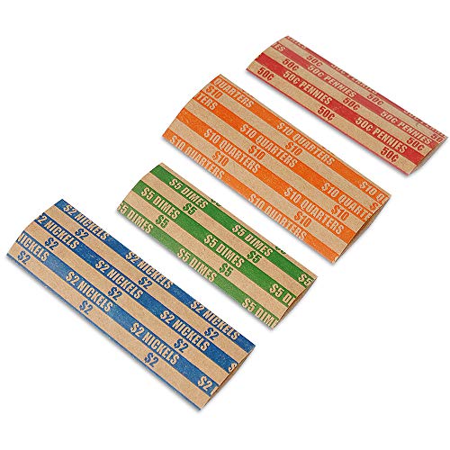 L LIKED Coin Roll Wrappers, 100 Count, Assorted Denominations for Pennies, Nickels, Dimes and Quarters - Image 2