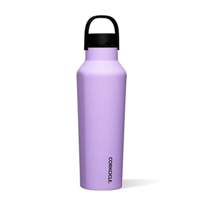 Corkcicle Sport Canteen - Keeps Drinks Cold 25 Hours - Stainless Steel Water Bottle - Triple-Insulated - Spill-Proof - Summer Drinkware Gift - Keeps Drinks Ice Cold - 20 oz - Sun-Soaked Lilac