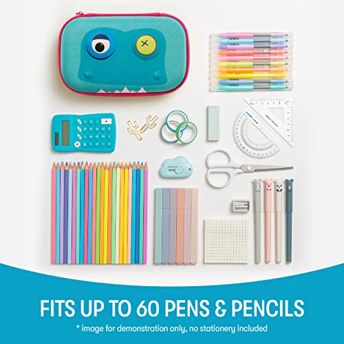 Zipit صندوق أقلام ZIPIT الوحش للأطفال، حافظة أقلام كبيرة السعة لطيفة للمدرسة، صندوق منظم للقرطاسية، أزرق فاتح - Image 4