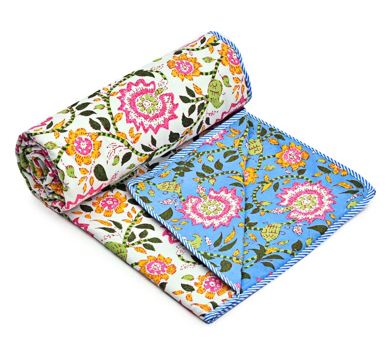 RRC Cotton Reversible Dohar Single Bed, Soft Lightweight Bed Blanket, AC Dohar Blanket for Summers/Winter 57X87(Inches) Flannel Dohar Throws for Bed - Image 4
