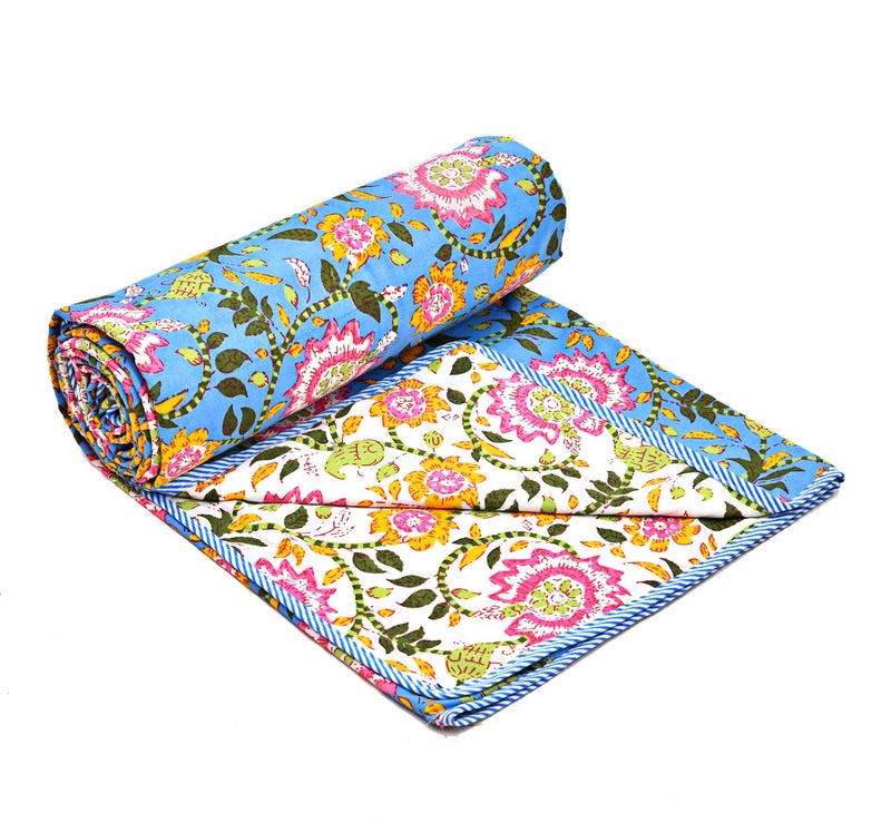 RRC Cotton Reversible Dohar Single Bed, Soft Lightweight Bed Blanket, AC Dohar Blanket for Summers/Winter 57X87(Inches) Flannel Dohar Throws for Bed - Image 3